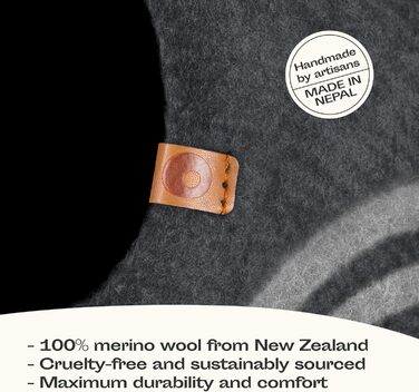 Килимок для котів Meowfia з 100% мериносової вовни - ручної роботи, екологічний, для котів та кошенят, м'яке ліжко, теплий взимку та прохолодний влітку, стильний дизайн, сірий колір, розмір L