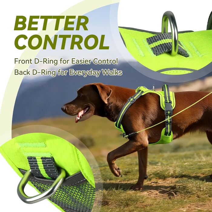 Шлейка для собак VIVAGLORY Easewalk, анти-тяга, для дресирування та прогулянок, з ручкою, надійна, для цуценят та собак, розмір M, яскраво-жовтий, обхват грудної клітки 51-74 см