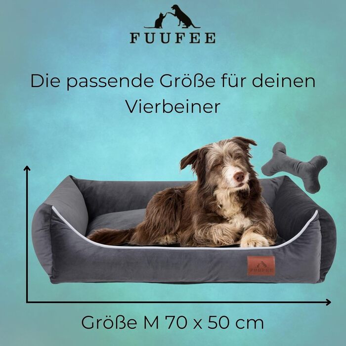 Собаче ліжко M | Софа для середніх собак 70 x 50 см | Практичне собаче ліжко знімним покриттям на блискавці | Графіт M (70 x 50 см) Сірий