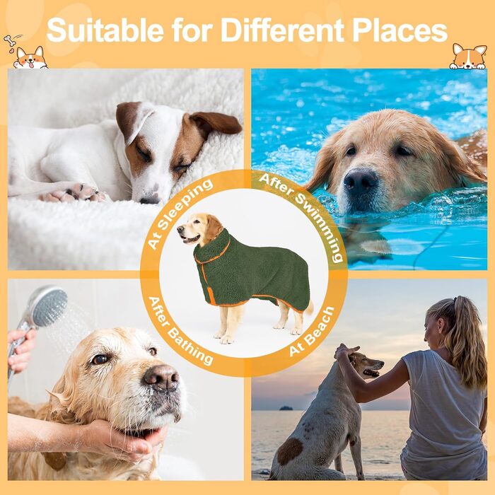 Рушник для собак Bienbee, XXL, швидковисихаючий, супер вбираючий, темно-зелений