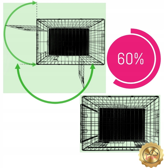 Металева клітка Lalazoo для середніх собак, 53 x 76 x 61 см