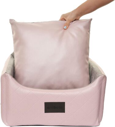 Автоматичний автокрісло для собак 2в1 | Універсальний автокрісло для собак та котів на заднє та переднє сидіння | Крісло-ліжко для собак та котів | Штучна шкіра, плюш | 48 x 48 см (Рожевий)