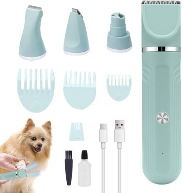 Набір для догляду за собаками 4-в-1: акумуляторна регульована шерсть для цуценят вдома (білий, зелений)