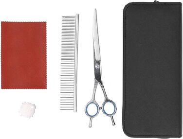 Набір професійних ножиць для грумінгу собак – набір з ножицями, гребінцем, тканиною, етикеткою та чохлом. Для догляду за собаками вдома