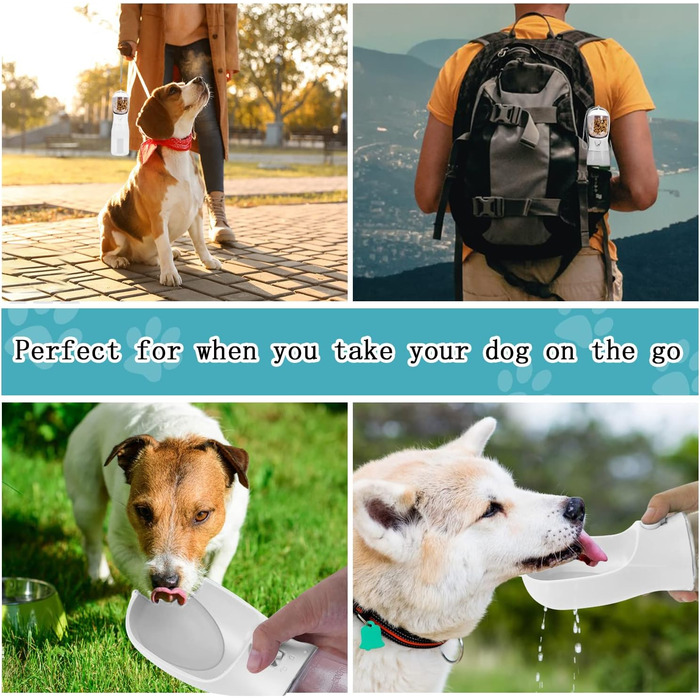 Водяна пляшка для собак на ходу, 600мл + 100мл корму, 5 шт. | Переносна пляшка для собак, поїлка для собак у подорожах