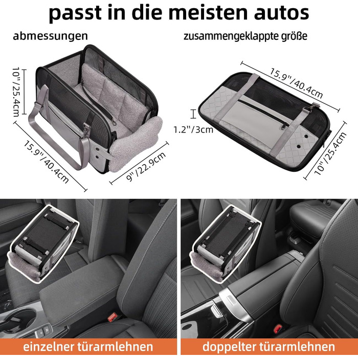 Транспортна сумка для собак та котів: для ветеринара, авто, літака. З подушкою та сталевим каркасом, до 6 кг (сіра)