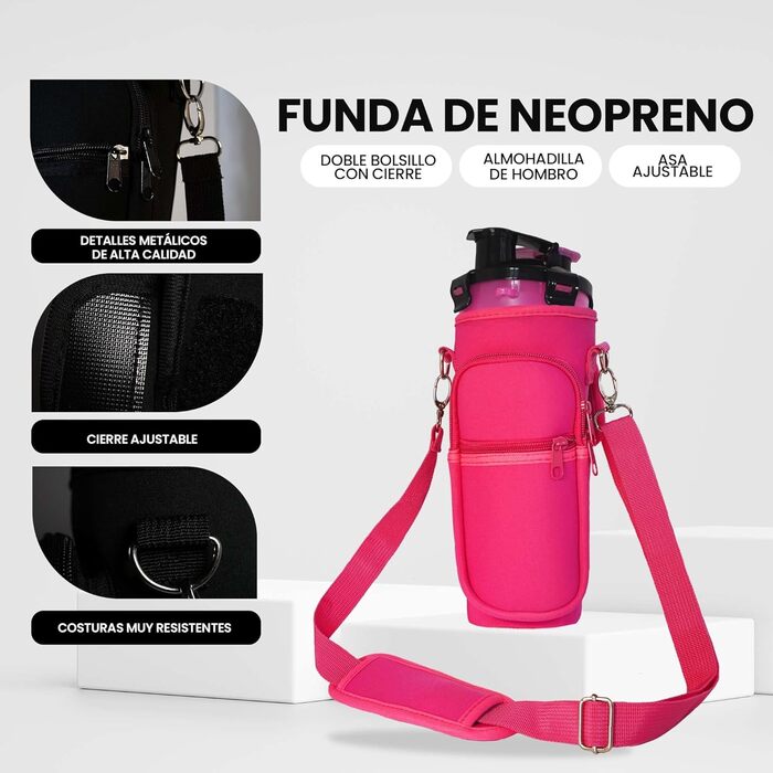 Транспортування фляга для води для собак, включаючи неопренову обгортку, миска для собак, ударостійка та стійка до подряпин, рожева