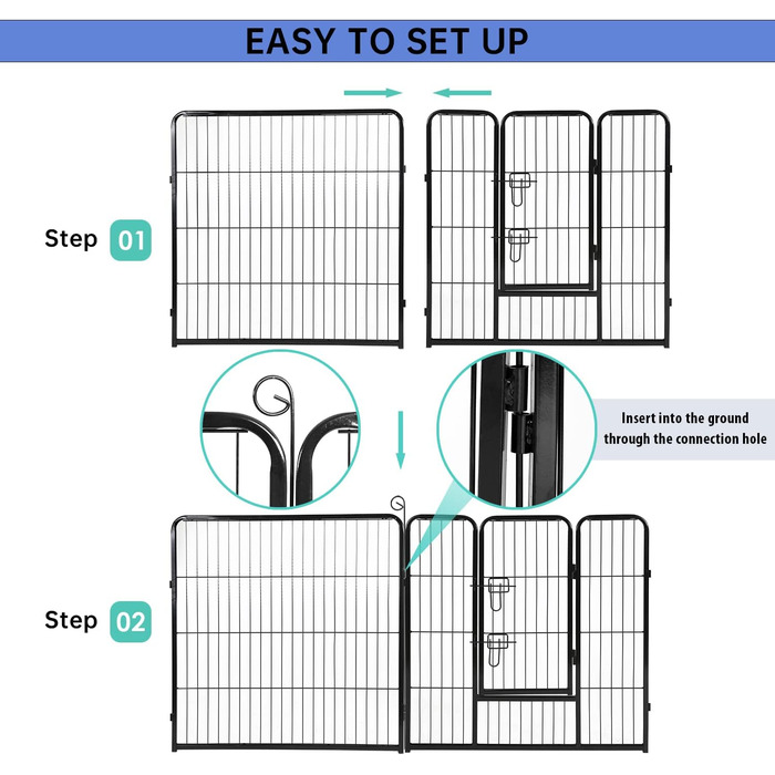 Металеве вольєр для собак BestPet з дверима, 32 панелі, для великих, середніх та малих собак. Розміри: 61x81,3x101,6 см