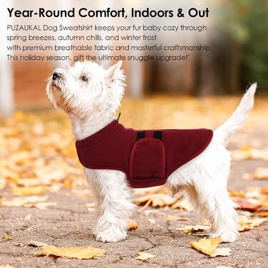 Теплий жилет для собак з флісу - жилетка для собак на зиму, для маленьких та середніх собак, з отвором для повідка, колір бордовий (XXS)