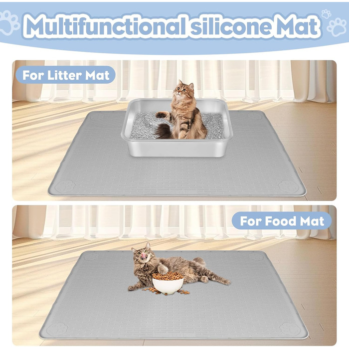 Килимок для котячого туалету Bartuke Katzenklo Matte, 101 x 71 см, силіконовий, сірий