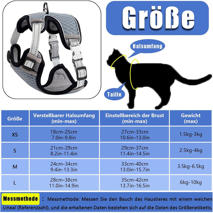 Іграшка для котів Brutgechirr Cat з мережевою тканиною, що дихає, та світловідбиваючими смугами (сірий, M)