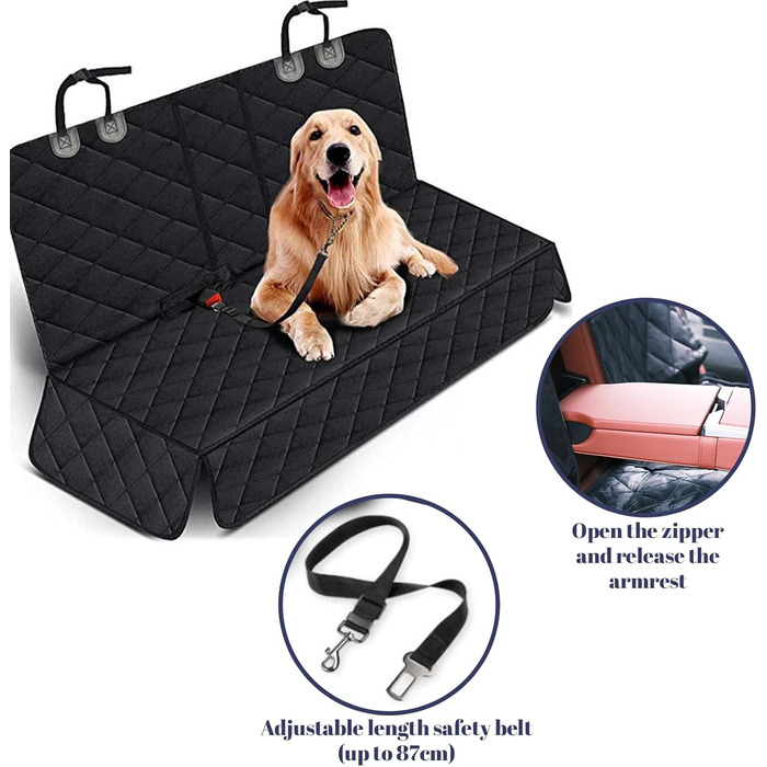 Накладка на сидіння авто для собак, 135x120 см, водонепроникна, з кріпленням, універсальна
