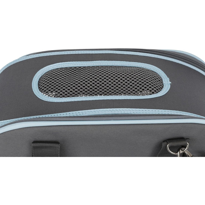 Тріксі Сумка для собак Альїсон - містка, з кріпленням для тележки, верхнє відкривання, ремінь на плече, вбудований поводок, м'яка підкладка, 20 x 29 x 43 см, до 8 кг, сіро-блакитна, 28856