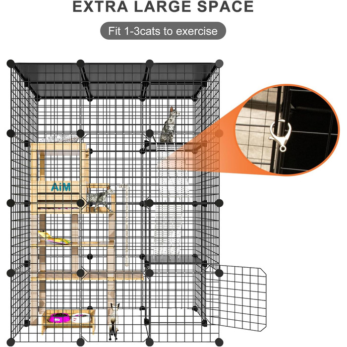 Великий котячий вольєр для дому та вулиці, металевий, знімний, DIY Catio для 1-3 котів, 2x3x4 м, ігровий майданчик