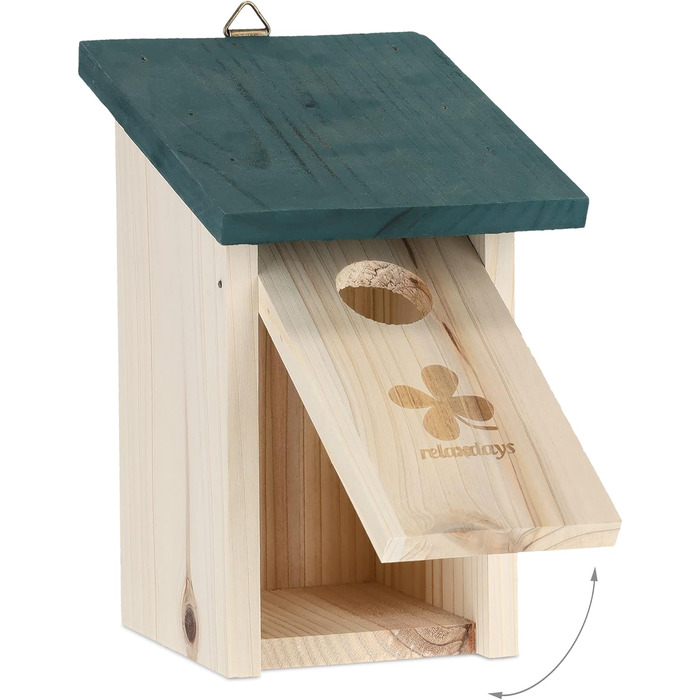Кормушка для птахів Relaxdays з отвором 35 мм, на кришці, для синиць та зябликів, підвісна, зелений колір
