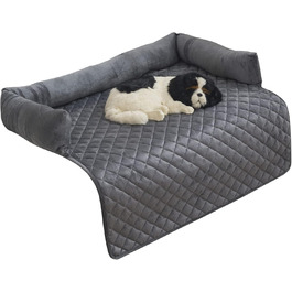 М'яке ліжко-софа для собак та котів з велюру, 75x75 см, сірий колір
