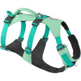 Шлея для собак Ruffwear Flagline з ручкою, легка і регульована, 3 точки кріплення повідка, посилений ремінь, металевий V-подібний кільце, зелена, розмір S (56–69 см)