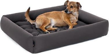 Ортопедичне ліжко для собак середніх порід - ліжко з знімним матрацом, прання до 95°C, сушка в сушильній машині, стійке до подряпин та укусів, Made in Germany (L - 80x70 см, Антрацит)