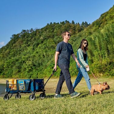 Возик вантажний Timber Ridge XXL, складаний, з кишенею та тримачем для напоїв, для саду, кемпінгу, покупок (Блакитний)