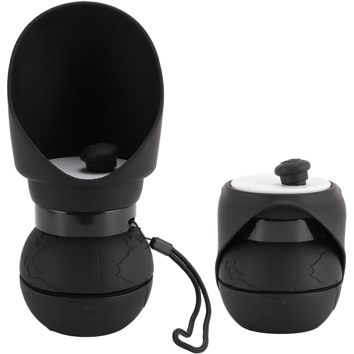 Складана пляшка для води для собак, силіконовий напійник для тварин, диспенсер для води для цуценят, дорожній напійник для собак, для прогулянок та походів (чорний)