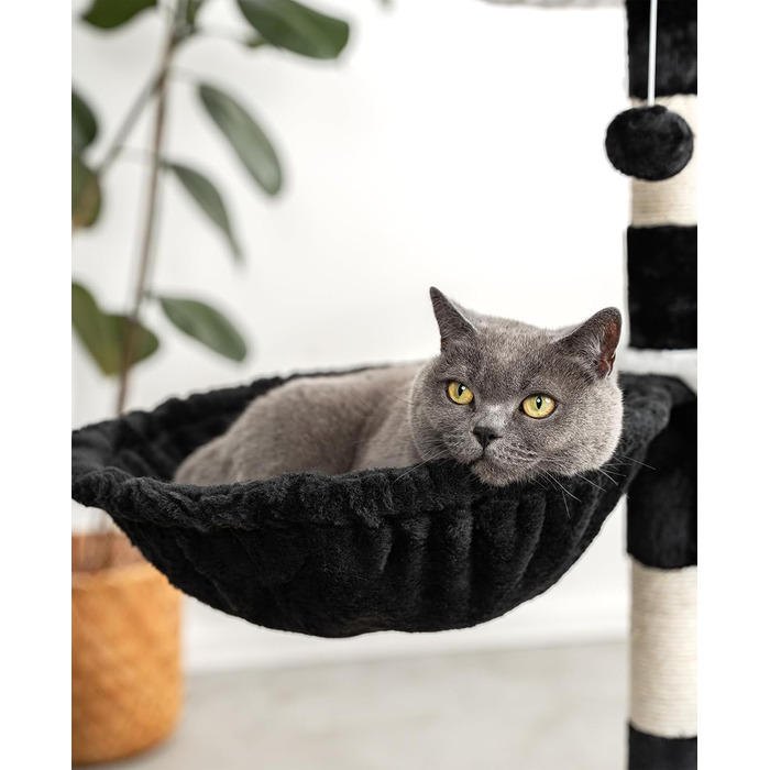 Лежанка для кота з м'якого плюшу на котячий будиночок/крізьбаум, Ø 40 см, 25 см глибина, зручна глибока лежанка з металевим каркасом, підходить для маленьких та великих котів, чорна