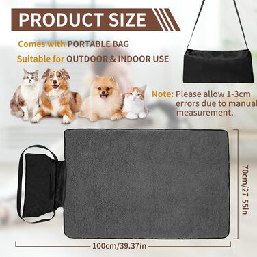 Зручна водонепроникна ковдра для тварин, 100 x 70 см, для кемпінгу, собак, котів, підстилка, зігріваюча ковдра для собак з сумкою, лежанка для собак, килимок для собак, ковдри для тварин для відпочинку на вулиці та в приміщенні, туристична ковдра для дома