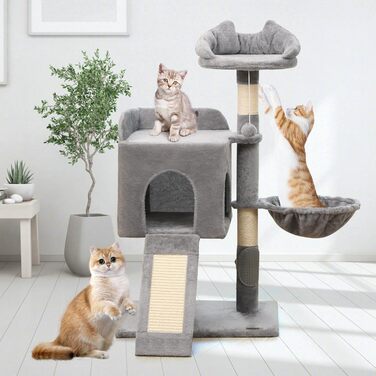 Дряпка для котів, котячий комплекс з сизалю, зручна лежанка та платформа, чорний колір