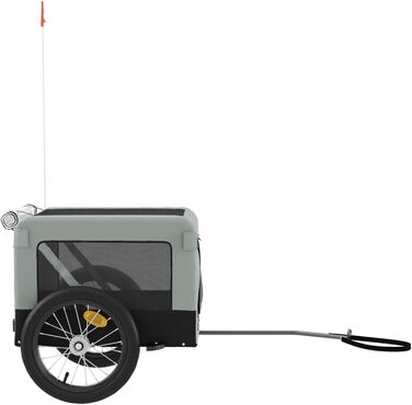 Причіп для велосипеда Gecheer для собак, транспортер для собак з відбивачами та прапором, зручний дизайн, зелено-чорне оксфордське полотно та метал, зелений (63 x 123 x 66 см, сірий)