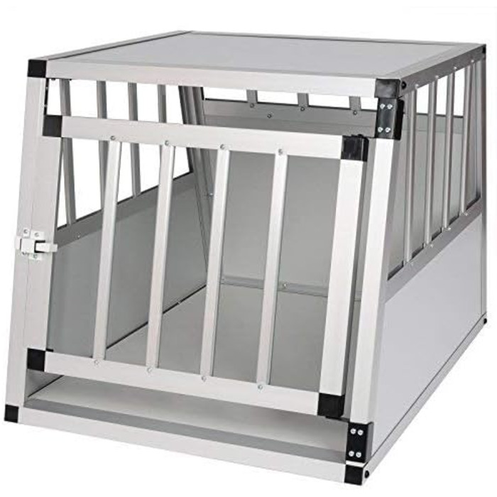 Транспортна переноска для собак та котів EUGAD, алюмінієва, 54x69x51 см, з замком безпеки, легка та стабільна, срібна