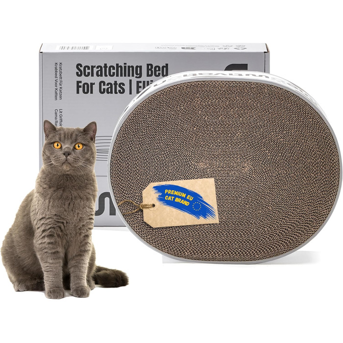 Кігтеточка-ліжко для котів з картонної коробки, 42 см, з котячою м'ятою