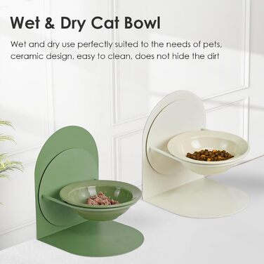 Підвищений годівниця для котів, керамічна миска для котів на металевому підставці, антиковзаюча, без витоку, білий колір, для дому