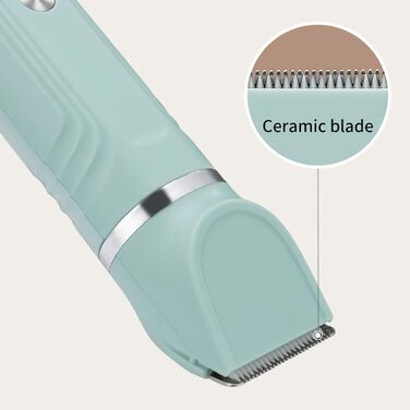 Електрична машинка для грумінгу тварин Acouto, 4-в-1, бездротова, USB, з 4 насадками для котів та собак, тиха, преміум-якість (GREEN), зелена