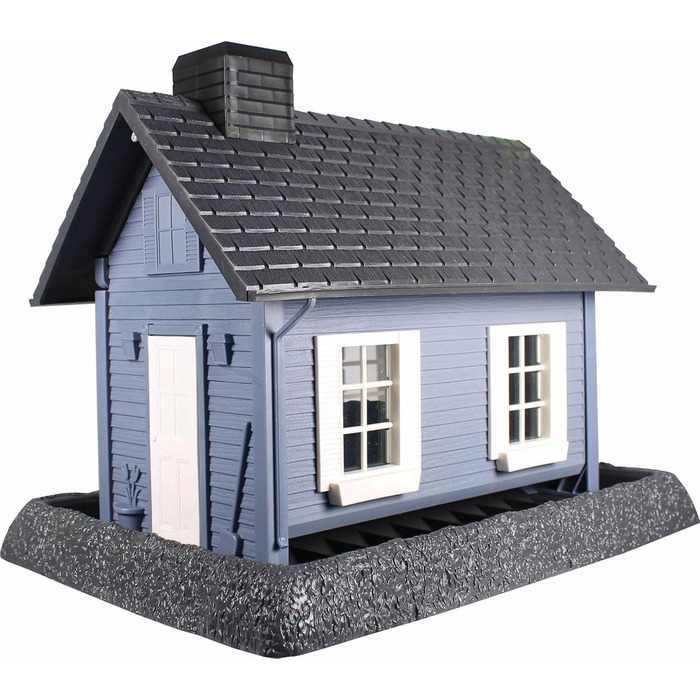 Велика синя годівниця для птахів North States Village Collection, легка для наповнення і очищення, з кабелем проти білок та кріпленням на жердину