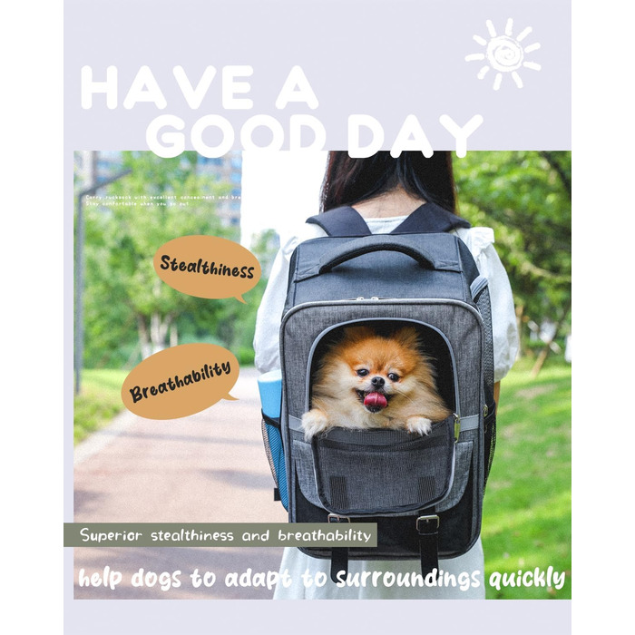 Рюкзак для тварин: переноска для котів та собак до 7 кг, сірий колір