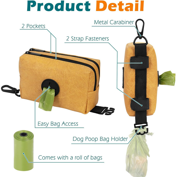 Диспенсер для собачих відходів PetBonus: водонепроникний контейнер для пакетів + 15 шт. пакетів (зелений/коричневий)