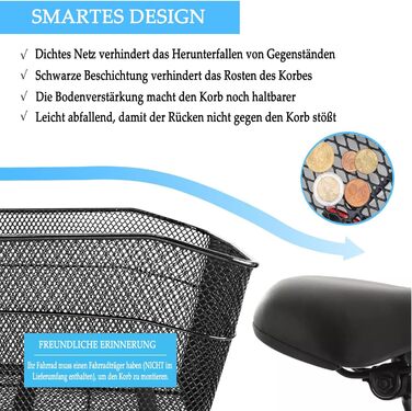 Металевий велосипедний кошик заднього кріплення BINOTHINK – великий, стабільний, з аксесуарами для встановлення. Підходить для собак, покупок, пікніків та шкільних рюкзаків.