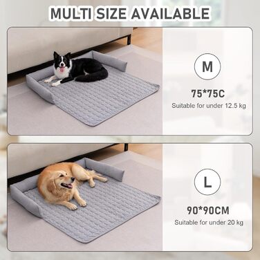 OKYUK Преміум лежанка для собак - захист дивану для тварин, ручної роботи та пральна подушка для собак, м'яка лежанка для собак всіх розмірів (Kord Hellgrau, 75 x 75CM) 75 x 75 x 10 cm Kord Hellgrau