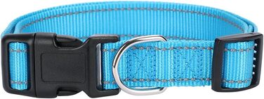 Нашийник для собак Türki з нейлону, з гравіюванням, світловідбиваючий, для великих, середніх та маленьких собак (S, блакитний)