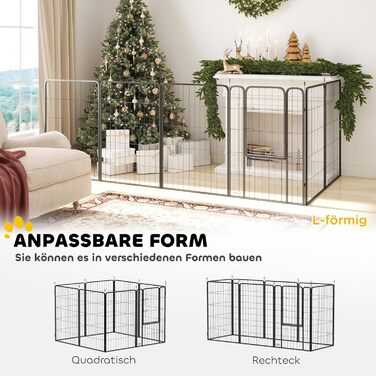 Вольєр для цуценят PawHut: захисний вольєр для собак та котів з 8 секцій, 68x100 см, для дому та вулиці