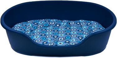 Корзина для собак Adena, 71 x 48 см, блакитна + подушка з сердечками, м'ятна, 71 x 48 x 22 см