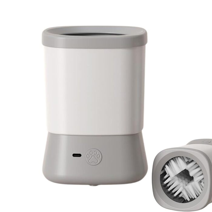 Автоматичний очищувач лап для собак | 2-ступеневий аксесуар для миття лап | для дому, подорожей, прогулянок, кемпінгу, сірих кольорів