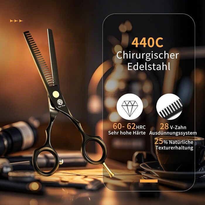 Професійні перукарські ножиці Purple Dragon 5,5 дюйми – набір для стрижки волосся для жінок та чоловіків, перукарські ножиці для барберів/перукарів/початківців (чорний)