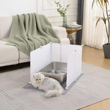 MEEXPAWS XXL туалет для котів з нержавіючої сталі 60×40×15 см з килимком, совком і захистом від бризок, легке очищення