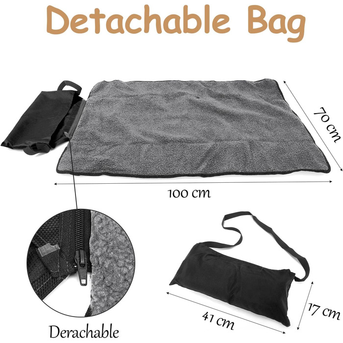 Водонепроникний килимок для собак та котів 100x70 см (Чорний) - М'який, зносостійкий, для подорожей, миється