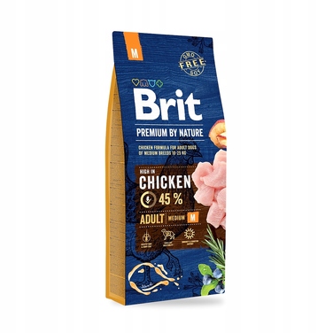 Сухий корм для дорослих собак середніх порід Brit Premium by Nature з куркою, 15 кг