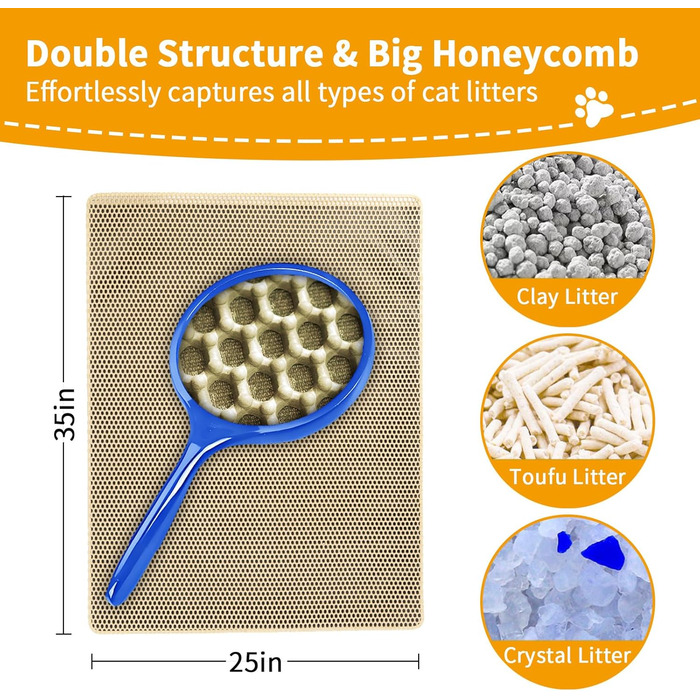 Килимок під лоток для котів, XXL, 119.4 x 91.4 см, вологостійкий, антислизький (Хакі)