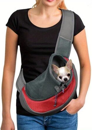 Тканинна переноска для собак та котів (маленьких порід), червона: зручна сумка-переноска для тварин з регульованим ремінцем, ідеальна для подорожей та прогулянок на свіжому повітрі