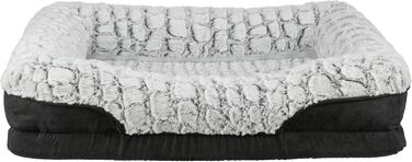Ортопедичне ліжко для собак TRIXIE Vital Lino, 110x75 см - м'яке ліжко з memory foam, для літніх собак, чорний/сірий