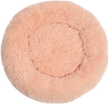 Кругле ліжко для собак та котів Chickw1, тепле м'яке ліжко-пончик, миється, не слизьке, для маленьких, середніх та великих собак (70см, бежево-рожеве)