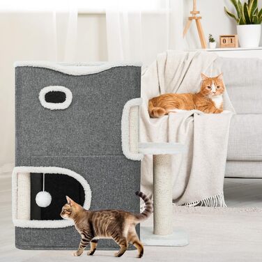 Будинок для котів YITAHOME, котяче ліжко, когтеточка, котяча нора для дому, багатофункціональні меблі для котів, сірий